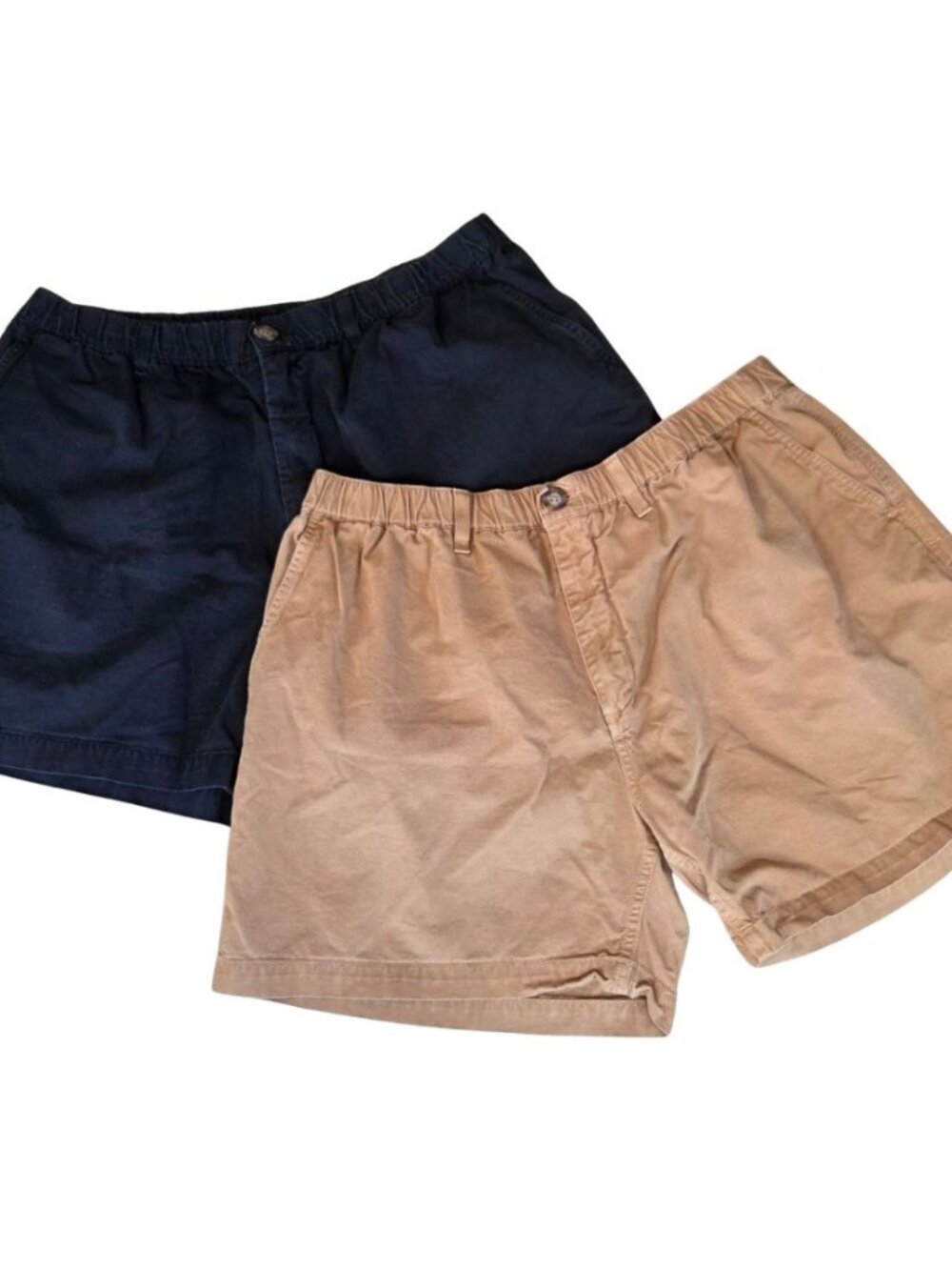 BUNDLE (2) Chubbies Cinnamon Dusts Shorts Khaki Black Elastic Waist XXL